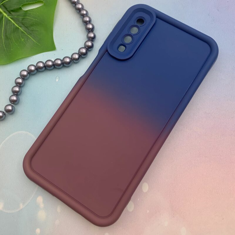 قاب گوشی (Galaxy A7 2018 (A750 سامسونگ سیلیکونی Solid Case ایربگ دار آبرنگی طیفی محافظ لنزدار سرمه ای زرشکی کد 69239 - Image 2