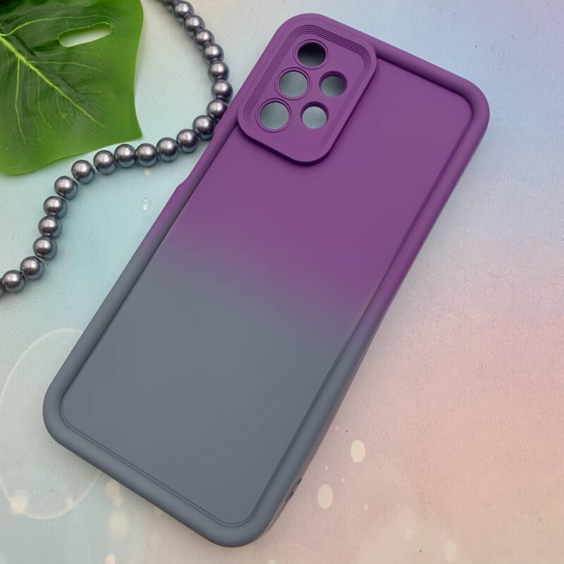 قاب گوشی Galaxy A13 4G سامسونگ سیلیکونی Solid Case ایربگ دار آبرنگی طیفی محافظ لنزدار بنفش طوسی کد 74183 - Image 2