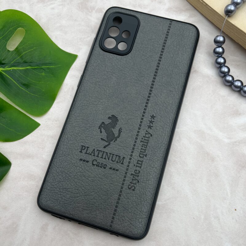 قاب گوشی A51 سامسونگ چرمی دور سیلیکونی طرح PLATINUM محافظ لنز دار نوک مدادی کد 74790 - Image 2