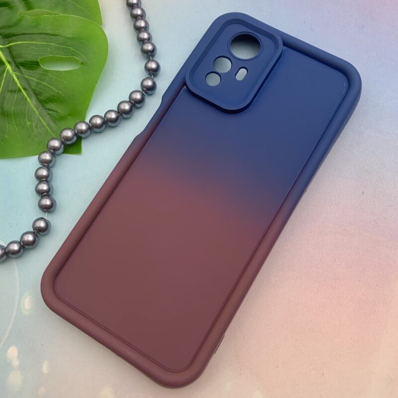 قاب گوشی Redmi Note 12S شیائومی سیلیکونی Solid Case ایربگ دار آبرنگی طیفی محافظ لنزدار سرمه ای زرشکی کد 75795 - Image 2