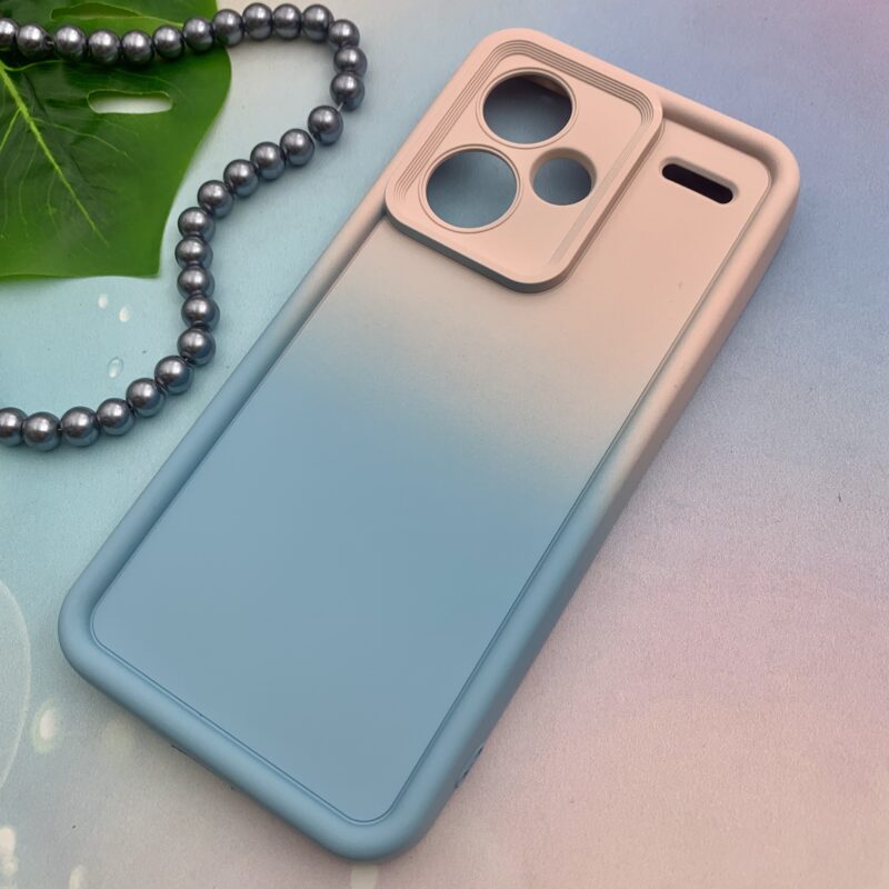 قاب گوشی Redmi Note 13 Pro Plus شیائومی سیلیکونی Solid Case ایربگ دار آبرنگی طیفی محافظ لنزدار صورتی آبی کد 76922 - Image 2