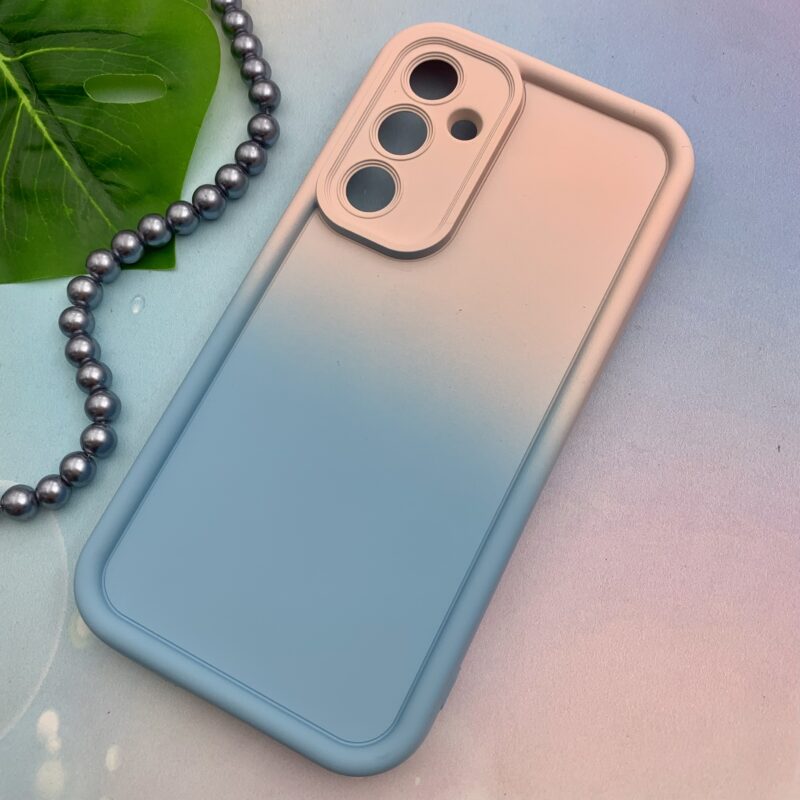 قاب گوشی Galaxy S23 FE سامسونگ سیلیکونی Solid Case ایربگ دار آبرنگی طیفی محافظ لنزدار صورتی آبی کد 77770 - Image 2