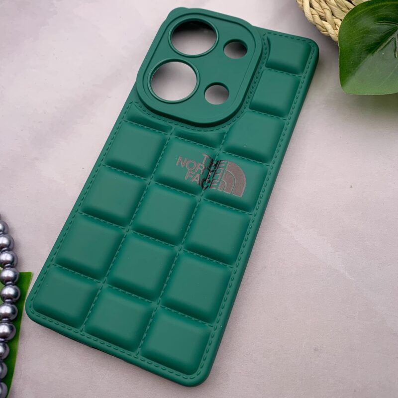 قاب گوشی Redmi Note 13 Pro 4G / Poco M6 Pro 4G شیائومی سیلیکونی پافری برجسته Kit Kat طرح The North Face محافظ لنز دار سبز کد 79243 - Image 2