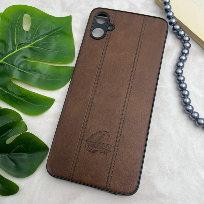 قاب گوشی A05 سامسونگ چرمی دور سیلیکونی طرح ASN Case محافظ لنز دار قهوه ای کد 83200 - Image 2