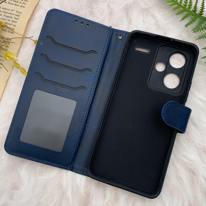 کیف گوشی Redmi Note 13 Pro Plus شیائومی چرم مگنتی جاکارتی محافظ لنز دار سرمه ای کد 85908 - Image 3