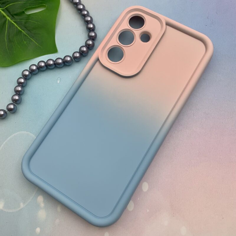 قاب گوشی Galaxy A35 سامسونگ سیلیکونی Solid Case ایربگ دار آبرنگی طیفی محافظ لنزدار صورتی آبی کد 95160 - Image 2