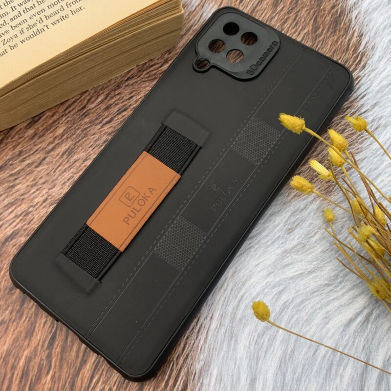 قاب گوشی Galaxy A12 / Galaxy M12 سامسونگ چرمی PULOKA دور سیلیکونی فینگربند کلاسیک محافظ لنز دار مشکی کد 99934 - Image 2
