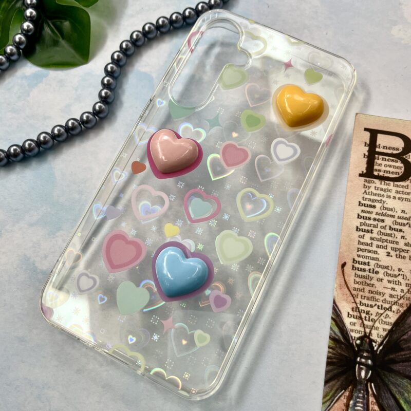 قاب گوشی Galaxy A35 سامسونگ هولوگرامی اورجینال دور سیلیکونی طرح قلب رنگی برجسته سه بعدی کد 13317 - Image 2