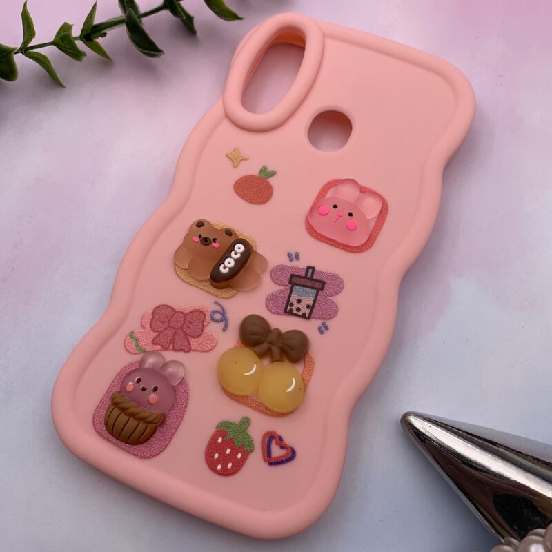 قاب گوشی Galaxy A20S سامسونگ سیلیکونی عروسکی برجسته سه بعدی طرح فانتزی گلبهی کد 16387 - Image 2