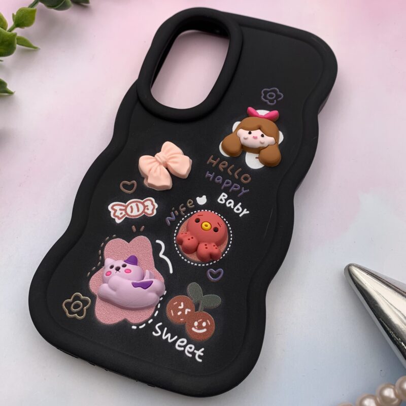 قاب گوشی Galaxy A35 سامسونگ سیلیکونی عروسکی برجسته سه بعدی طرح فانتزی مشکی کد 18727 - Image 2