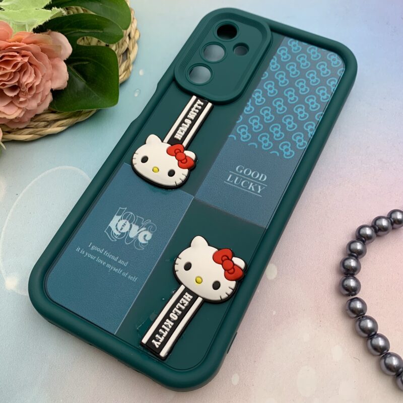 قاب گوشی Galaxy A14 سامسونگ سیلیکونی Solid Case اورجینال عروسکی برجسته HELLO KITTY کیتی محافظ لنزدار سبز کد 20829 - Image 2