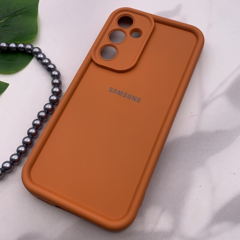 قاب گوشی Galaxy A55 سامسونگ سیلیکونی اورجینال Solid Case لوگو دار ضد ضربه محافظ لنز دار نارنجی کد 25534 - Image 2