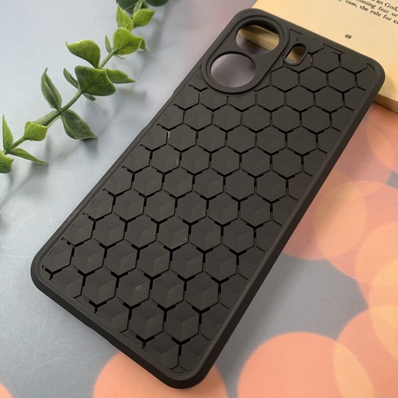 قاب گوشی Redmi 13C / Poco C65 شیائومی سیلیکونی زنبوری سه بعدی محافظ لنز دار مشکی کد 25941 - Image 2