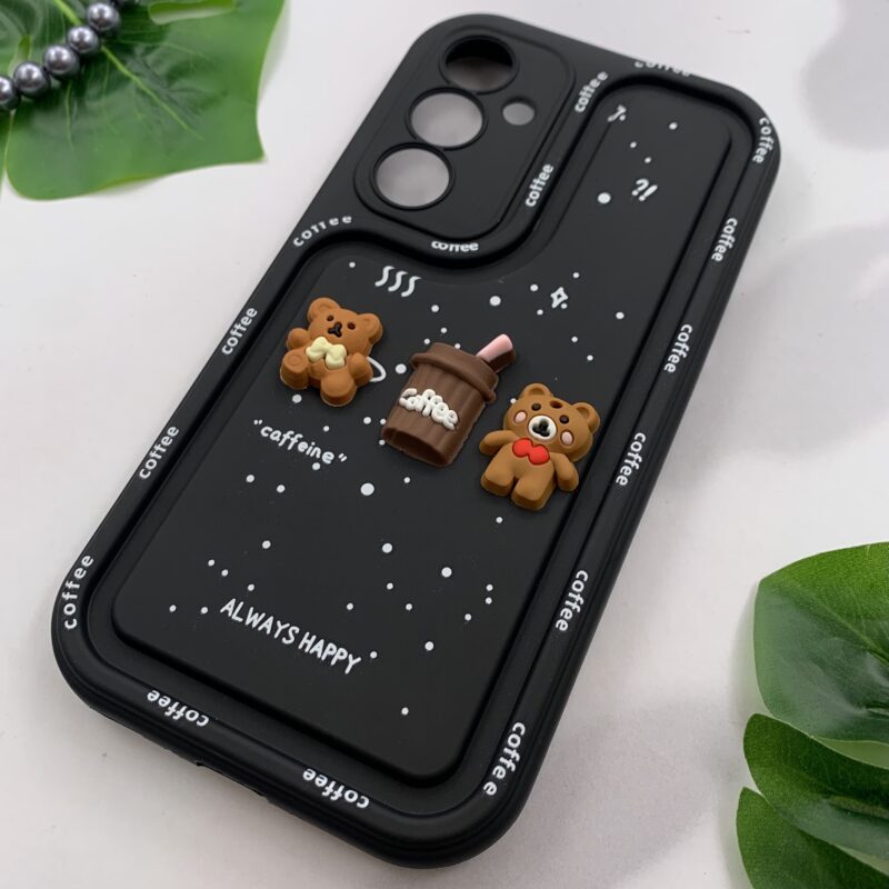 قاب گوشی Galaxy A35 سامسونگ Solid Case منحنی عروسکی برجسته طرح Coffe مشکی محافظ لنز دار کد 26510 - Image 2