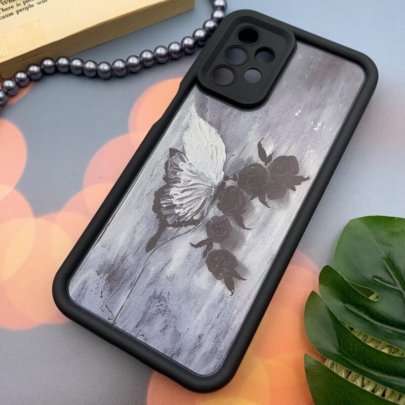 قاب گوشی Galaxy A13 4G سامسونگ سیلیکونی Solid Case اورجینال طرح نقاشی رز و پروانه محافظ لنزدار مشکی کد 29996 - Image 2