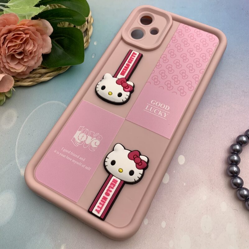 قاب گوشی Galaxy A05 سامسونگ سیلیکونی Solid Case اورجینال عروسکی برجسته HELLO KITTY کیتی محافظ لنزدار صورتی کد 35677 - Image 2