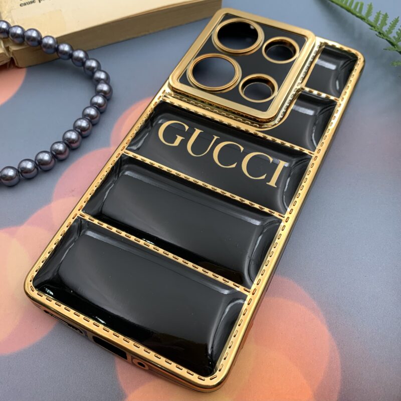 قاب گوشی Redmi Note 13 Pro 4G / Poco M6 Pro 4G شیائومی پافری My Case مشکی طرح دوخت Gold line گوچی Gocci محافظ لنز دار کد 42072 - Image 2