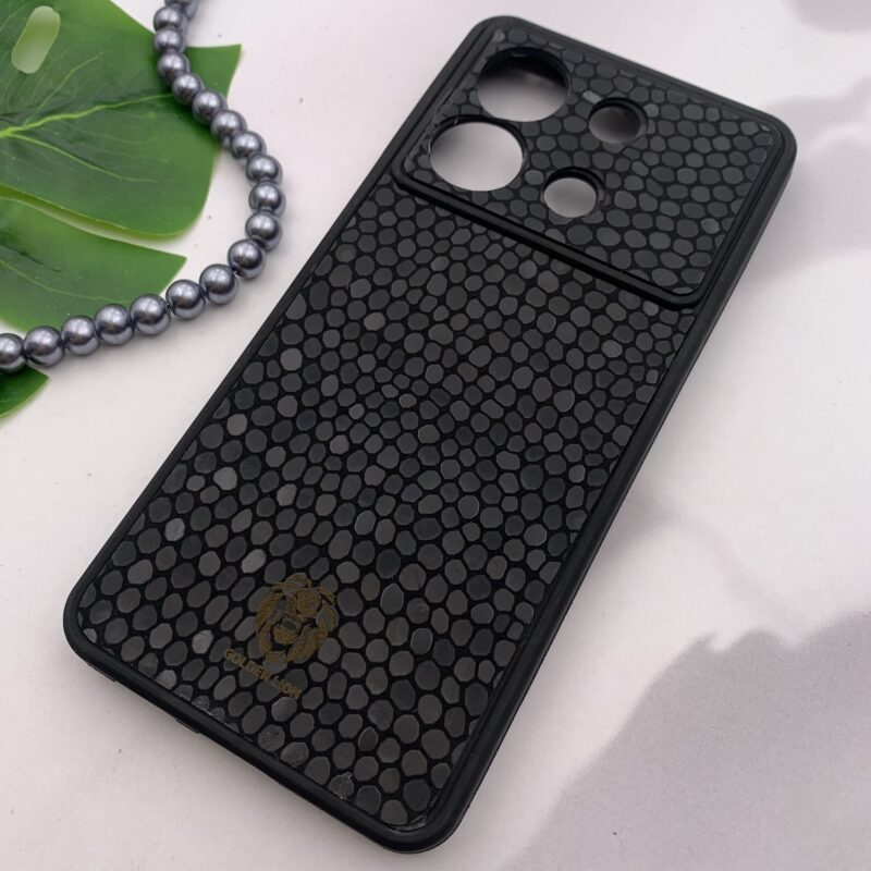 قاب گوشی Redmi Note 13 Pro 5G / Poco X6 شیائومی چرمی پوست ماری برجسته محافظ لنز دار مشکی کد 56122 - Image 2