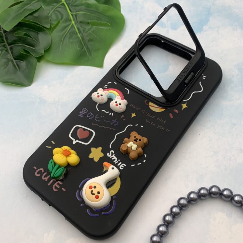 قاب گوشی Redmi Note 13 Pro 5G / Poco X6 شیائومی اورجینال Cyns Case پاستلی سیلیکونی استند شو عروسکی مشکی کد 57001 - Image 2