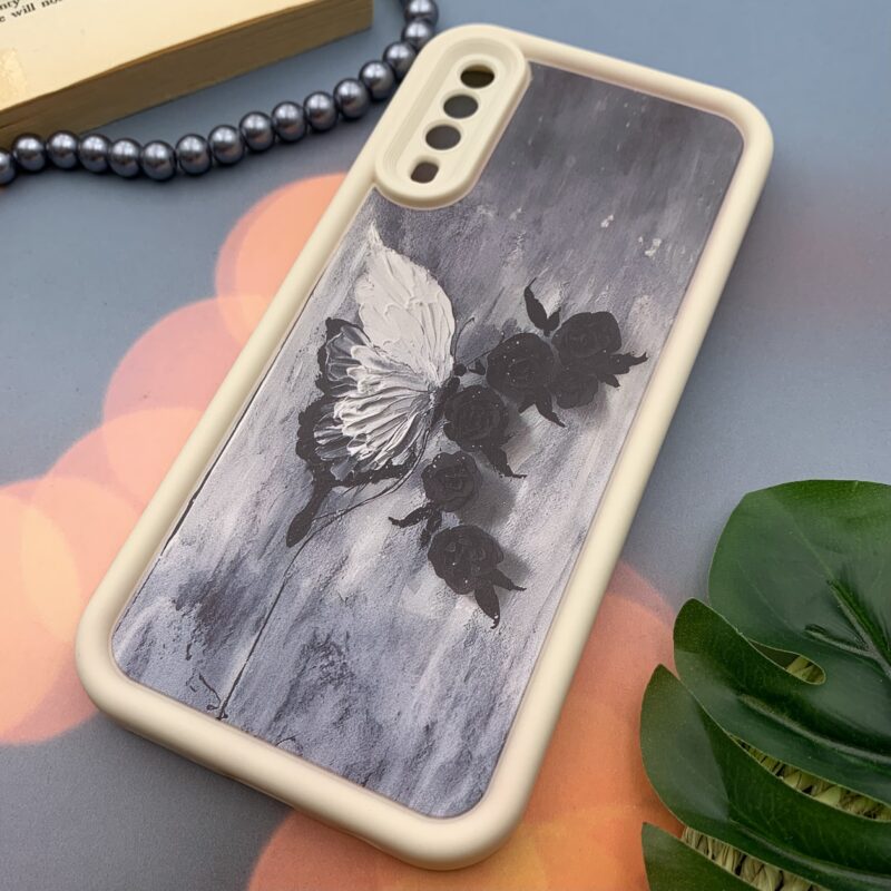 قاب گوشی Galaxy A30S / Galaxy A50S / Galaxy A50 سامسونگ سیلیکونی Solid Case اورجینال طرح نقاشی رز و پروانه محافظ لنزدار کرم کد 65760 - Image 2