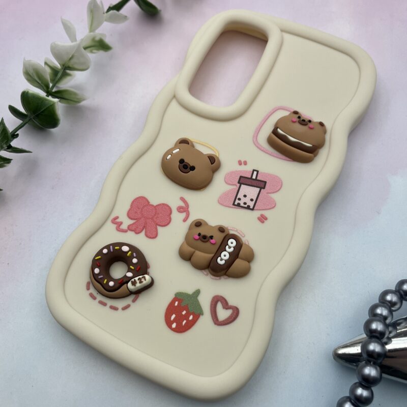 قاب گوشی Galaxy A35 سامسونگ سیلیکونی عروسکی برجسته سه بعدی طرح فانتزی کرم کد 67831 - Image 2