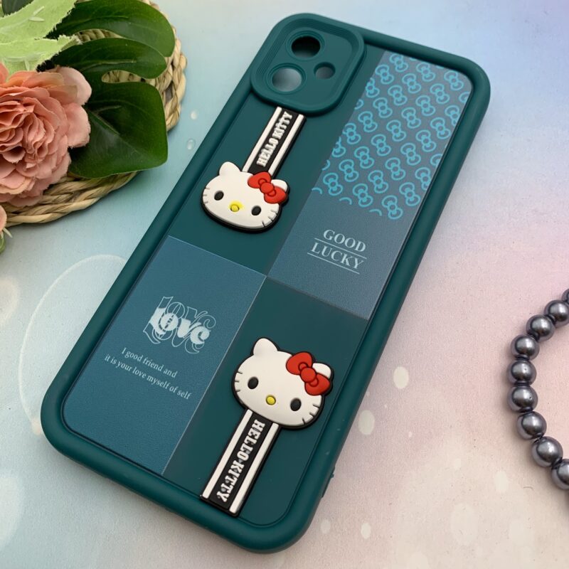 قاب گوشی Galaxy A05 سامسونگ سیلیکونی Solid Case اورجینال عروسکی برجسته HELLO KITTY کیتی محافظ لنزدار سبز کد 76609 - Image 2