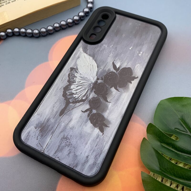 قاب گوشی Galaxy A30S / Galaxy A50S / Galaxy A50 سامسونگ سیلیکونی Solid Case اورجینال طرح نقاشی رز و پروانه محافظ لنزدار مشکی کد 78006 - Image 2