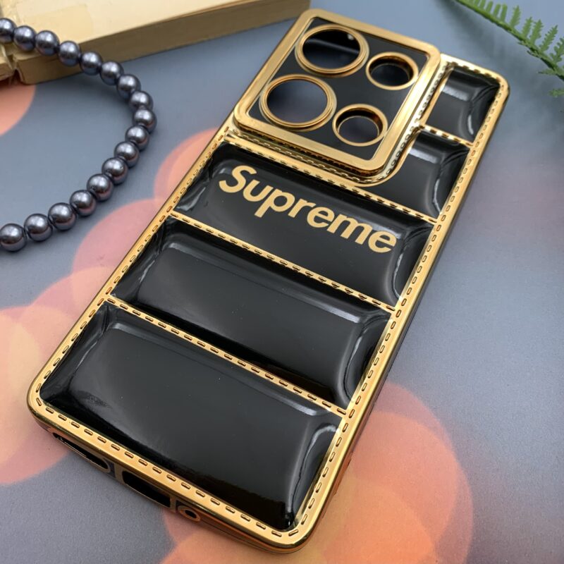 قاب گوشی Redmi Note 13 Pro 4G / Poco M6 Pro 4G شیائومی پافری My Case مشکی طرح دوخت Supreme Gold line محافظ لنز دار کد 79714 - Image 2
