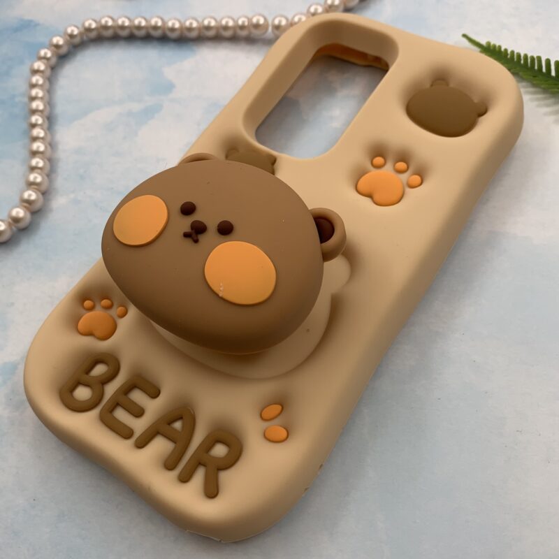 قاب گوشی Galaxy S23 Ultra سامسونگ تدی BEAR سیلیکونی پاک کنی اورجینال برجسته سه بعدی هولدری کرم کد 82563 - Image 2