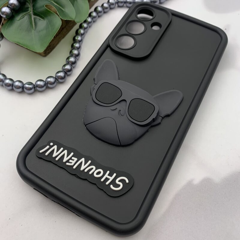 قاب گوشی Galaxy A55 سامسونگ سیلیکونی Solid Case اورجینال عروسکی برجسته سگ بولداگ محافظ لنزدار مشکی کد 91861 - Image 2