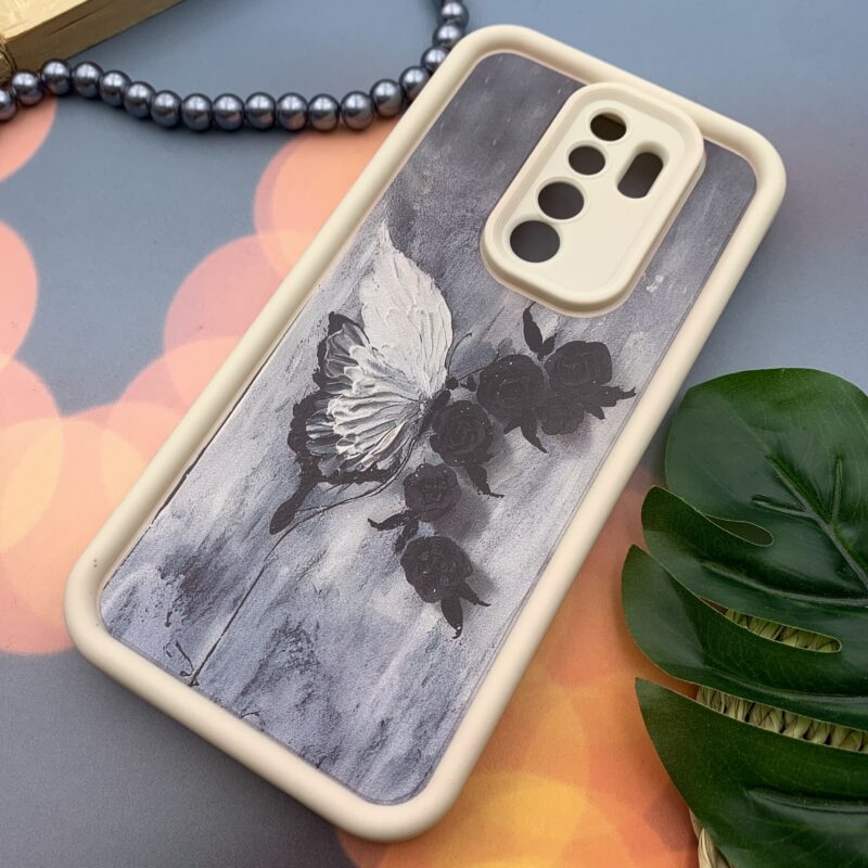 قاب گوشی Redmi Note 8 Pro شیائومی سیلیکونی Solid Case اورجینال طرح نقاشی رز و پروانه محافظ لنزدار کرم کد 95267 - Image 2