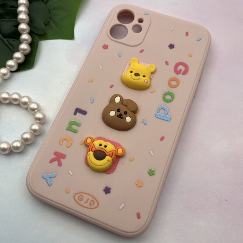 قاب گوشی iPhone 11 آیفون سیلیکونی TPU عروسکی برجسته Good Luck محافظ لنز دار گلبهی کد 11140 - Image 2