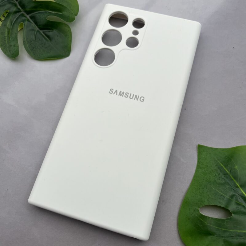 قاب گوشی Galaxy S23 Ultra سامسونگ سیلیکونی پاک کنی اورجینال داخل پارچه ای محافظ لنز دار رنگ سفید کد 11251 - Image 2