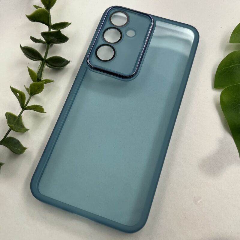 قاب گوشی Galaxy S23 FE سامسونگ سیلیکونی ژله ای دور سیلیکونی متال شفاف محافظ لنزدار شیشه ای آبی کد 14680 - Image 2