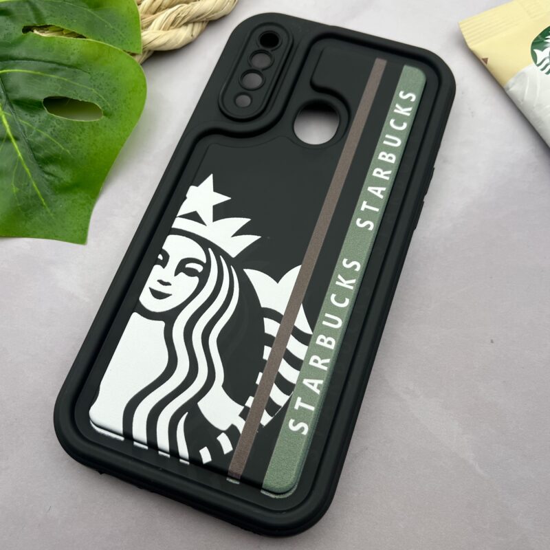 قاب گوشی Galaxy A20S سامسونگ Solid Case سیلیکونی برجسته طرح استارباکس محافظ لنز دار مشکی کد 17309 - Image 2