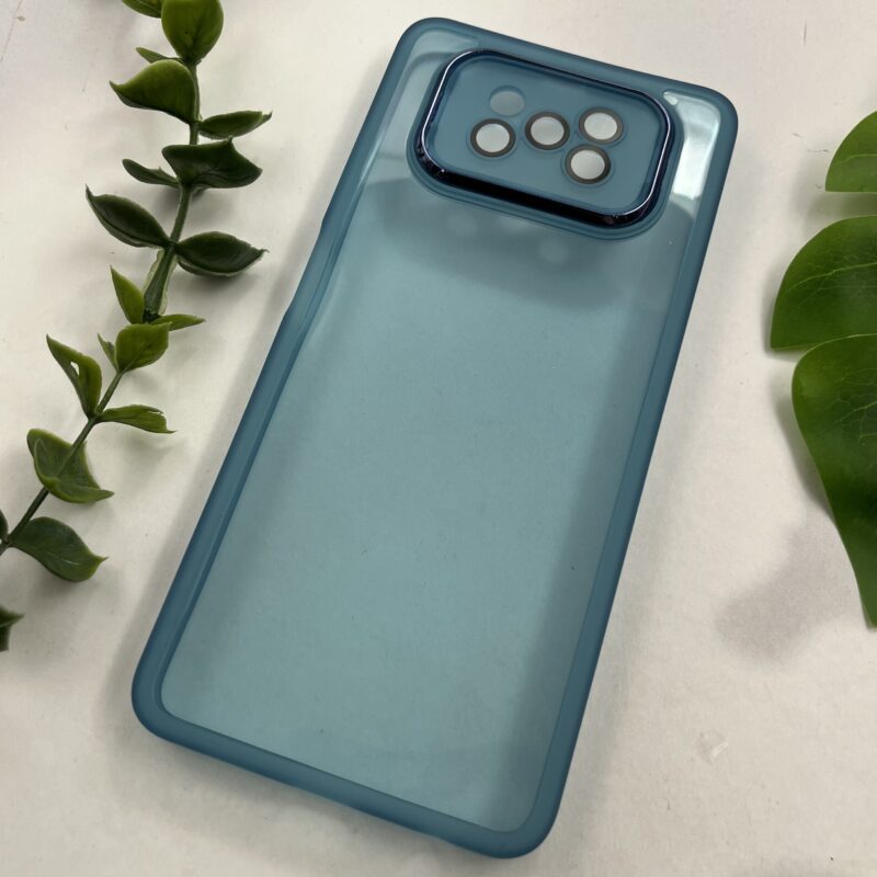 قاب گوشی Poco X3 / Poco X3 NFC / Poco X3 Pro شیائومی سیلیکونی ژله ای دور سیلیکونی متال شفاف محافظ لنز دار شیشه ای آبی کد 22365 - Image 2