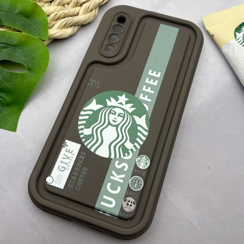 قاب گوشی Galaxy A30S / Galaxy A50S / Galaxy A50 سامسونگ Solid Case سیلیکونی برجسته طرح استارباکس محافظ لنز دار قهوه ای کد 22539 - Image 2
