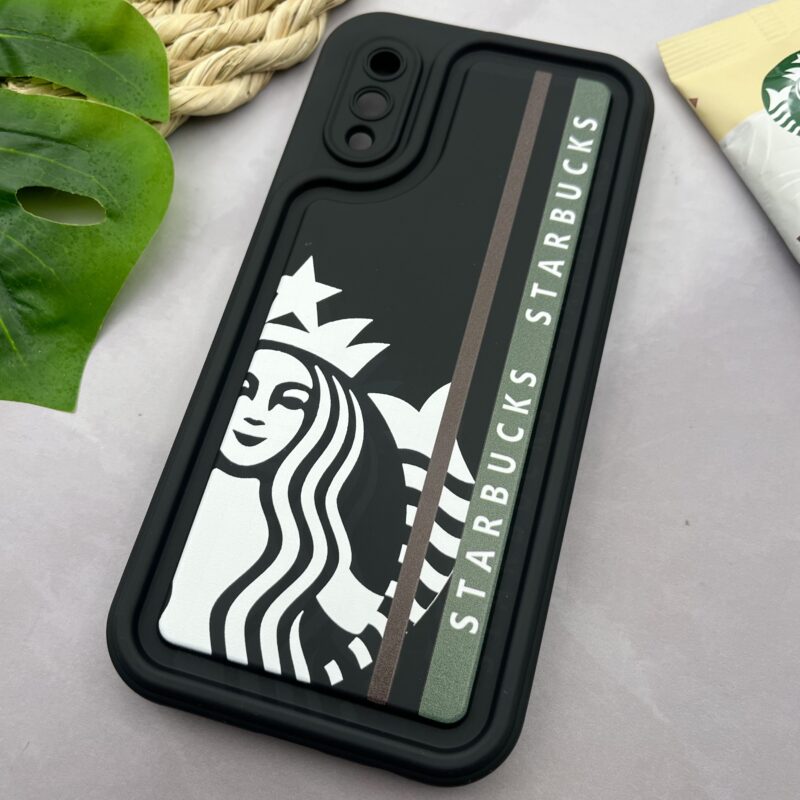 قاب گوشی Galaxy A02 سامسونگ Solid Case سیلیکونی برجسته طرح استارباکس محافظ لنز دار مشکی کد 23086 - Image 2