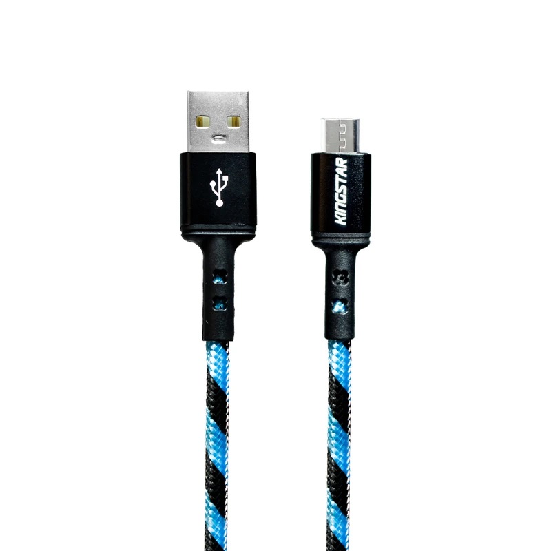 کابل شارژ اندروید Micro کینگ استار KingStar اورجینال مدل K120-A مشکی آبی 110cm کد 27975 - Image 2