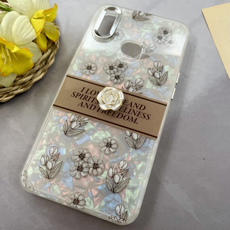 قاب گوشی Galaxy A10S سامسونگ ماربل یخی طرح گل رز برجسته لوکس لنز متال کد 28276 - Image 2