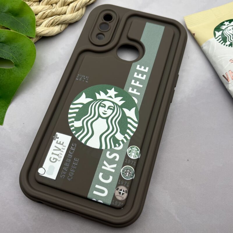 قاب گوشی Galaxy A10S سامسونگ Solid Case سیلیکونی برجسته طرح استارباکس محافظ لنز دار قهوه ای کد 30139 - Image 2