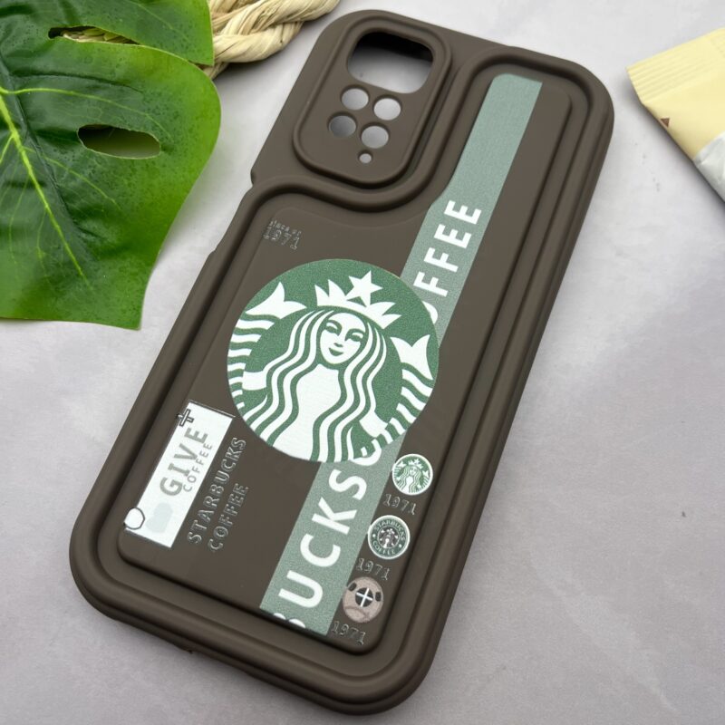 قاب گوشی Redmi Note 11 4G / Redmi Note 11S شیائومی Solid Case سیلیکونی برجسته طرح استارباکس محافظ لنز دار قهوه ای کد 33240 - Image 2