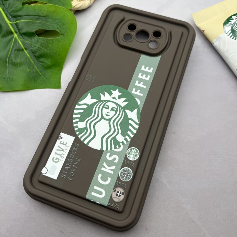 قاب گوشی Poco X3 / Poco X3 NFC / Poco X3 Pro شیائومی Solid Case سیلیکونی برجسته طرح استارباکس محافظ لنز دار قهوه ای کد 48489 - Image 2