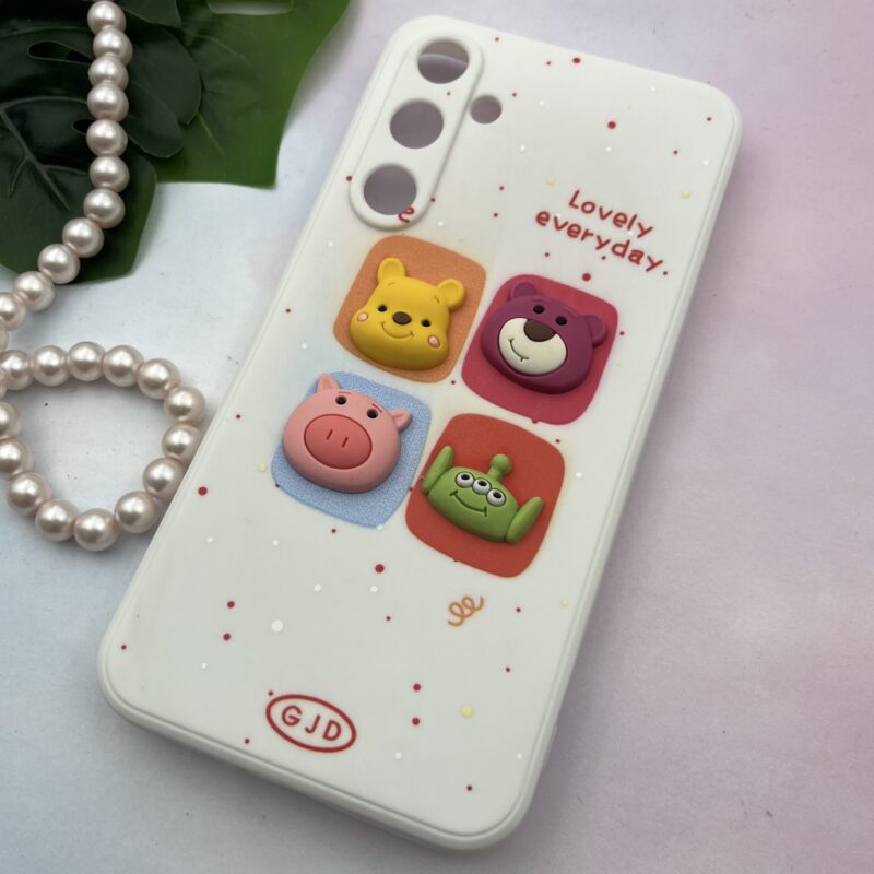قاب گوشی Galaxy S23 FE سامسونگ سیلیکونی TPU عروسکی برجسته Good Luck محافظ لنز دار سفید کد 49391 - Image 2