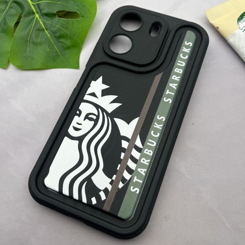 قاب گوشی Redmi 13C / Poco C65 شیائومی Solid Case سیلیکونی برجسته طرح استارباکس محافظ لنز دار مشکی کد 51877 - Image 2