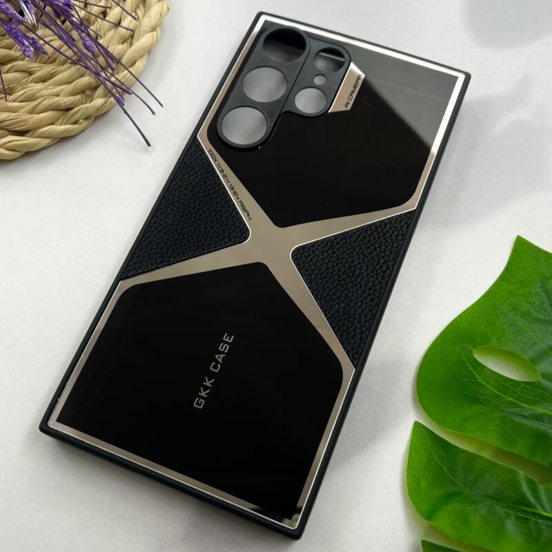 قاب گوشی Galaxy S23 Ultra سامسونگ GKK Case اورجینال آینه ای عنکبوتی PVD چرمی محافظ لنز دار مشکی کد 66854 - Image 2