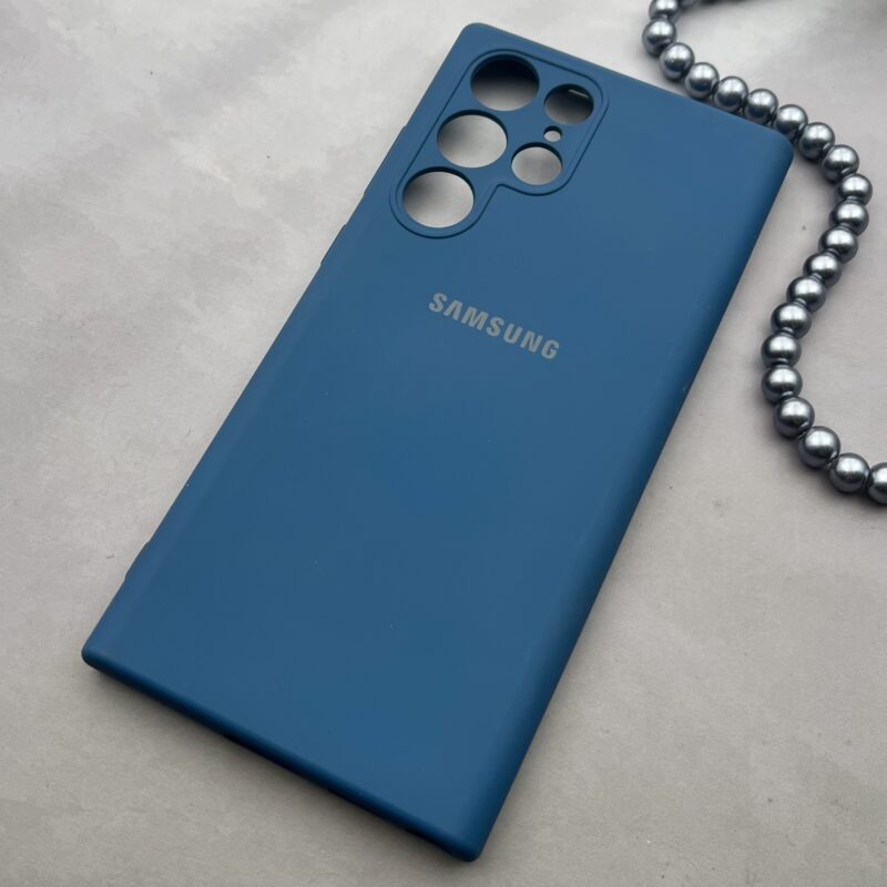 قاب گوشی Galaxy S22 Ultra سامسونگ سیلیکونی های کپی طرح ساده آبی تیره محافظ لنز دار کد 67374 - Image 2