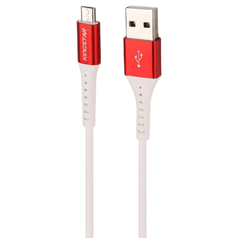 کابل شارژ اندروید Micro کینگ استار KingStar اورجینال مدل K65-A سفید قرمز 120cm کد 70720 - Image 2