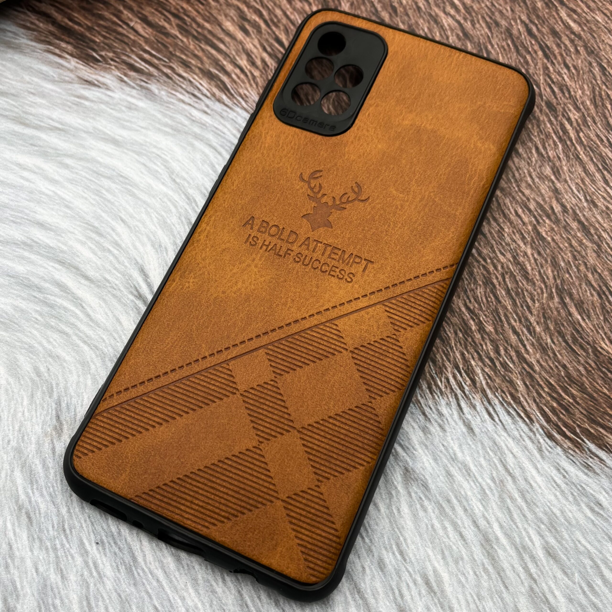 قاب گوشی Galaxy A51 سامسونگ چرمی ژله ای طرح گوزنی DEER ایربگ دار عسلی کد 70792 - Image 2