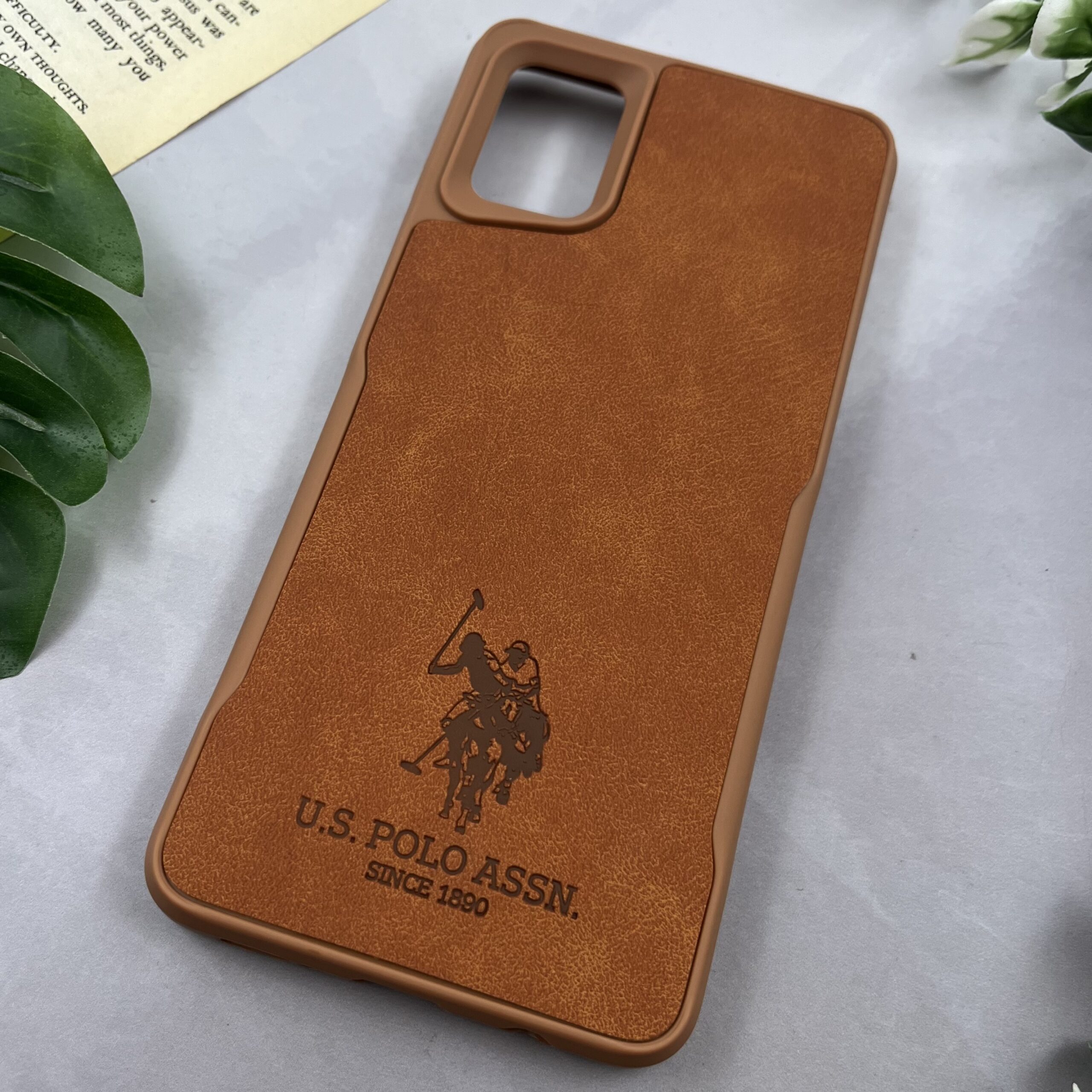 قاب گوشی Galaxy A51 سامسونگ چرمی دور سیلیکونی POLO برجسته عسلی کد 71305 - Image 2